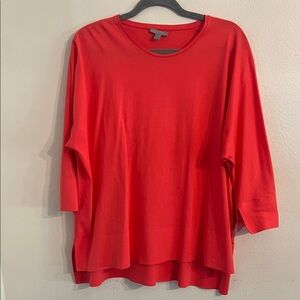 COS Vibrant Coral Red 3/4 Sleeve Tunic T-Shirt Top Medium